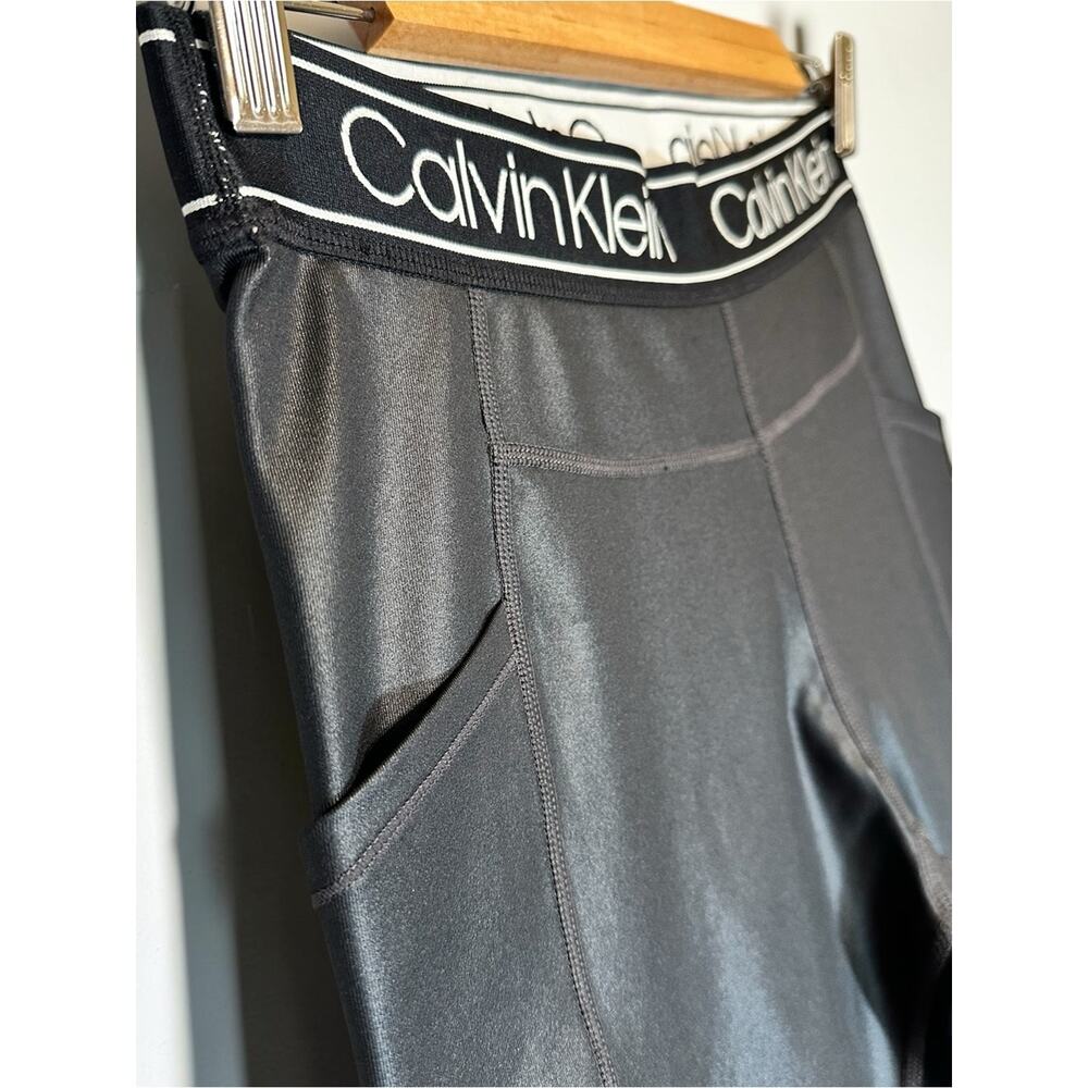 Calvin Klein Performance Black Logo-Waist Leggings 7/8 Sz M - Picture 2 of 9